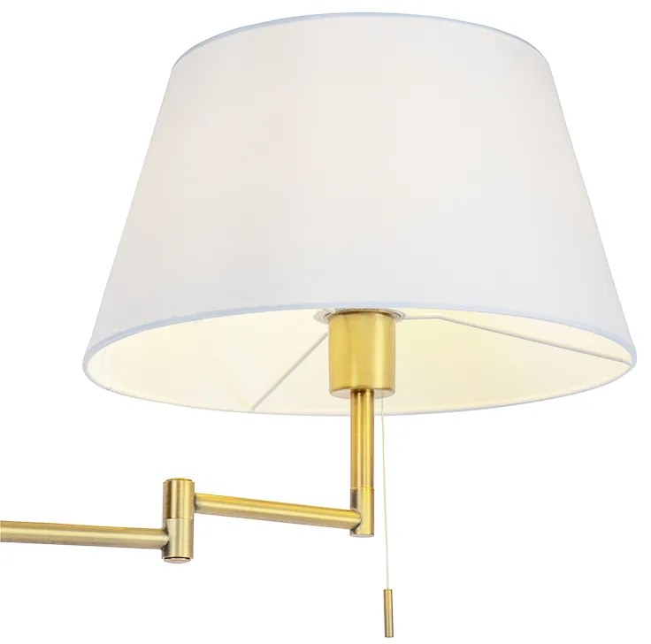 Lampa stojąca brązowa z białym kloszem i regulowanym ramieniem - Ladas Deluxe Nowoczesny Oswietlenie wewnetrzne