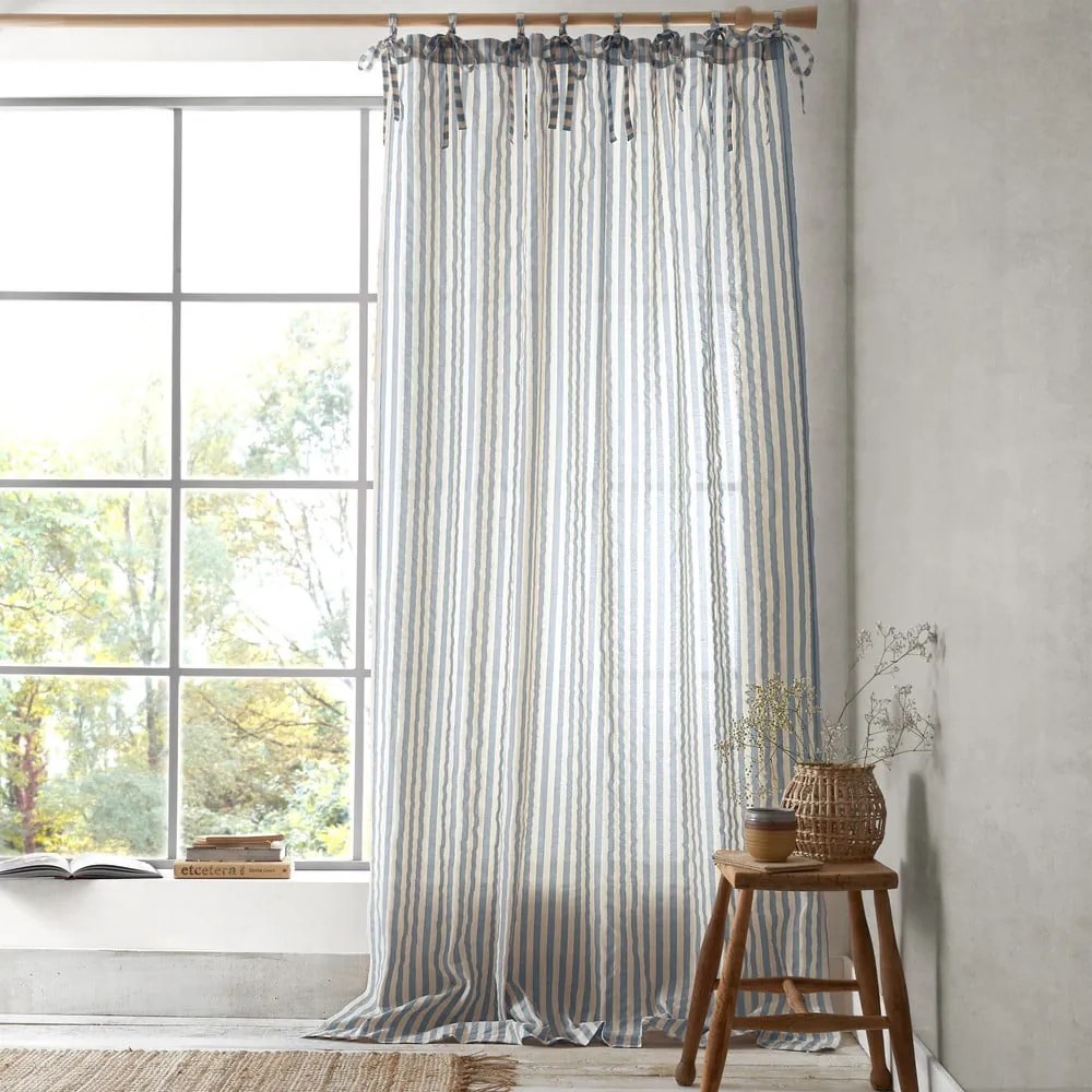 Niebieska firanka 140x183 cm Zanzibar Stripe – Pineapple Elephant