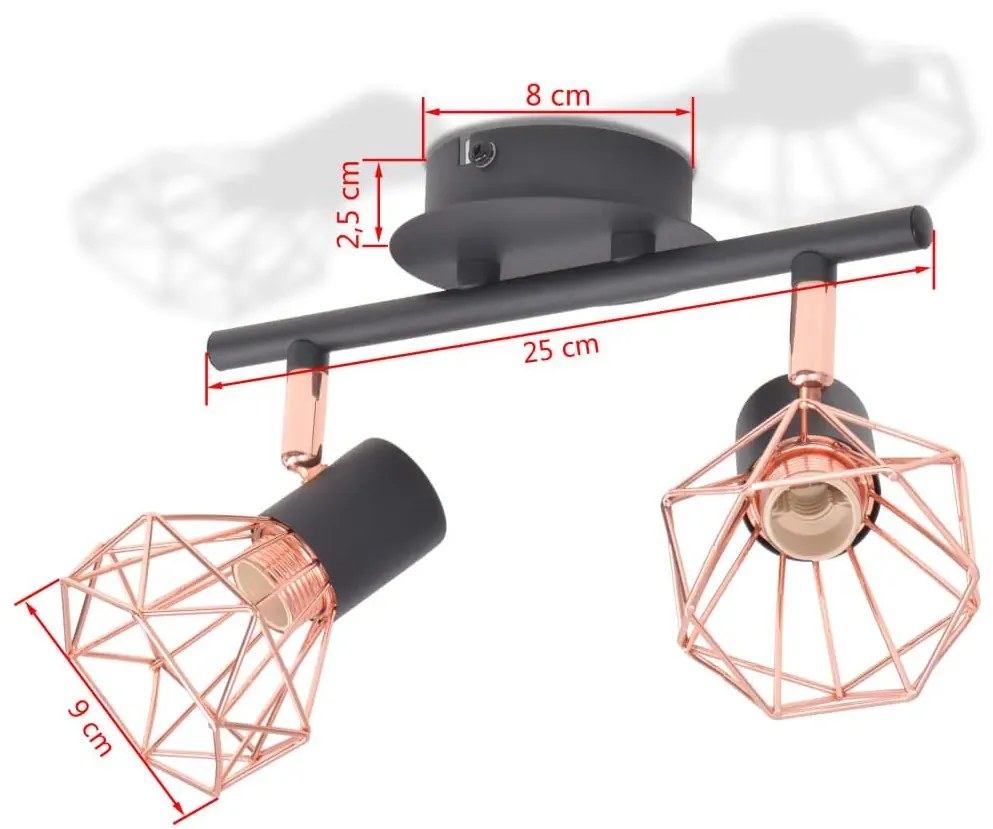 Czarno miedziana lampa sufitowa loft - EX28 Merisor