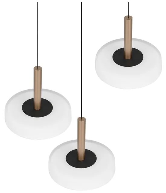 Lampa wisząca LED w czarno-biało-złotym kolorze ze ściemniaczem i szklanym kloszem ø 35 cm Celeste – Trio