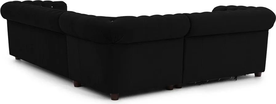 Czarny aksamitny rozkładany narożnik (lewostronny/w kształcie litery L) York Blik – Ropez