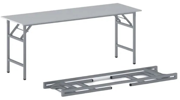 Stół konferencyjny FAST READY, 170x50 cm, szaro-srebrna podstawa, szary