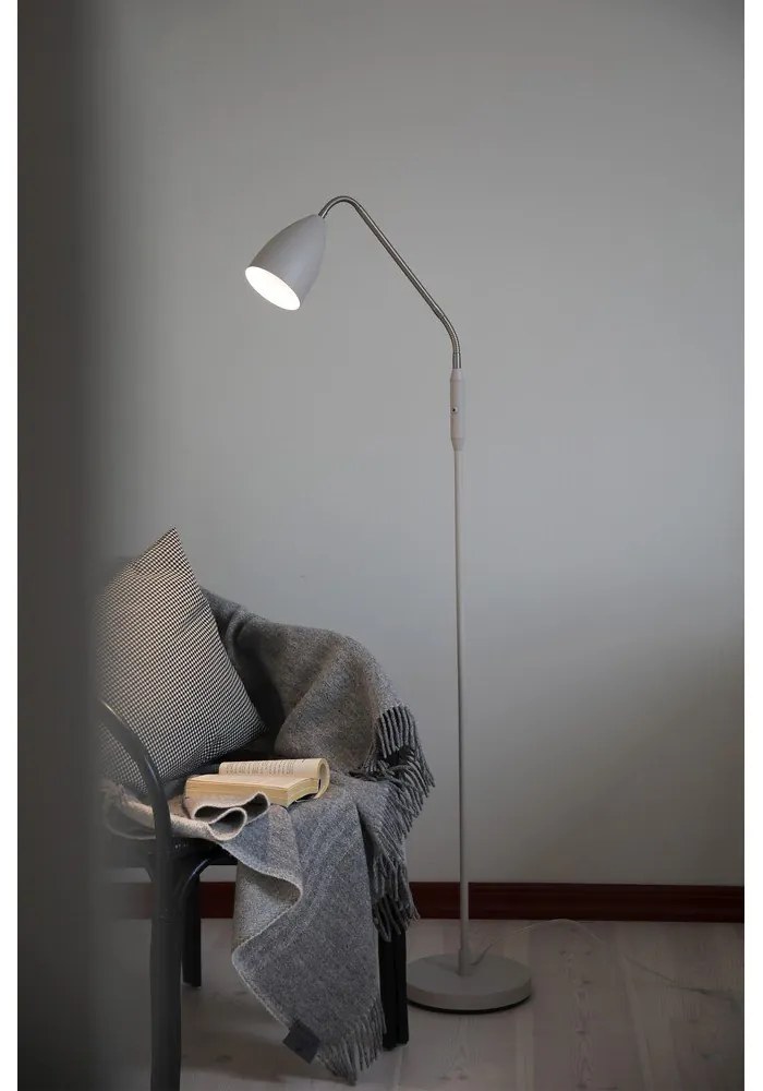 Beżowa lampa stojąca LED ze ściemniaczem z metalowym kloszem (wysokość 140 cm) Patro – Markslöjd
