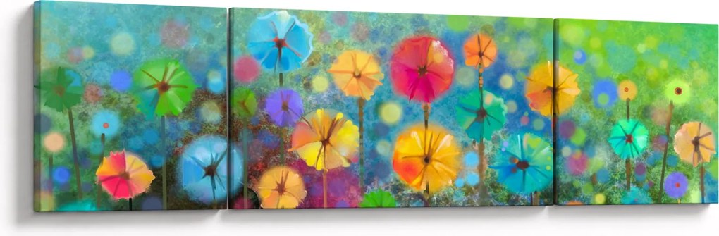 Obraz - Abstrakcyjne kwiaty (170x50 cm)