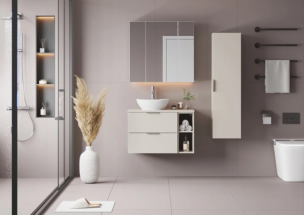 Kaszmirowy Zestaw do Łazienki 80cm Szafka Regał Blat Pile