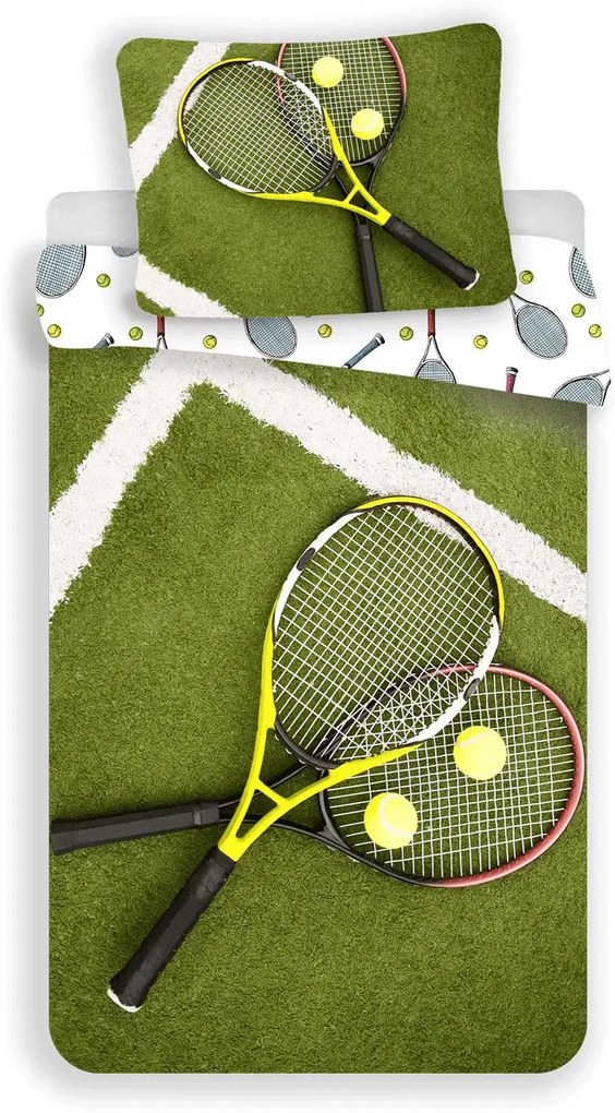 PrzytulneMieszkanie.pl PrzytulneMieszkanie.pl Bawełniana pościel TENIS zielona Rozmiar pościeli: 70 x 90 cm | 140 x 200 cm