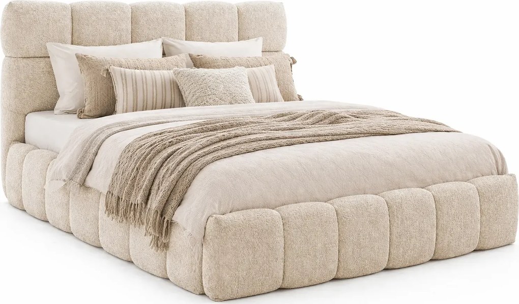 Kremowe łóżko chmurka boucle 5 rozmiarów P0-A37