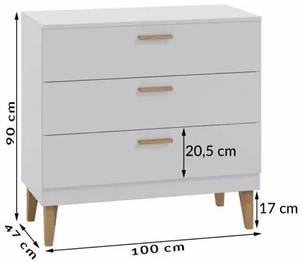 Matowa komoda dziecięca drewniane nóżki R7-P12