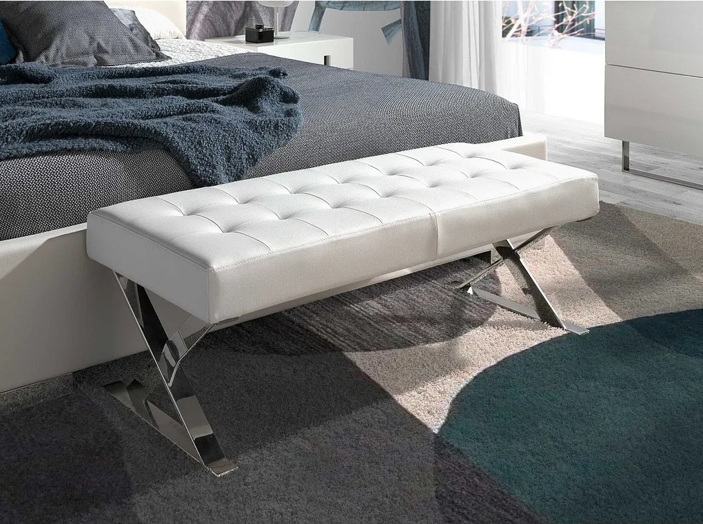 Biała ławka z ekoskóry 5001 ANGEL CERDA