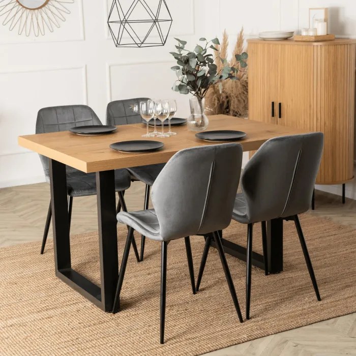 Stół Prostokątny Rozkładany TOMAS 130-230 cm Dąb Złoty/Czarny do Jadalni Nowoczesny Loft