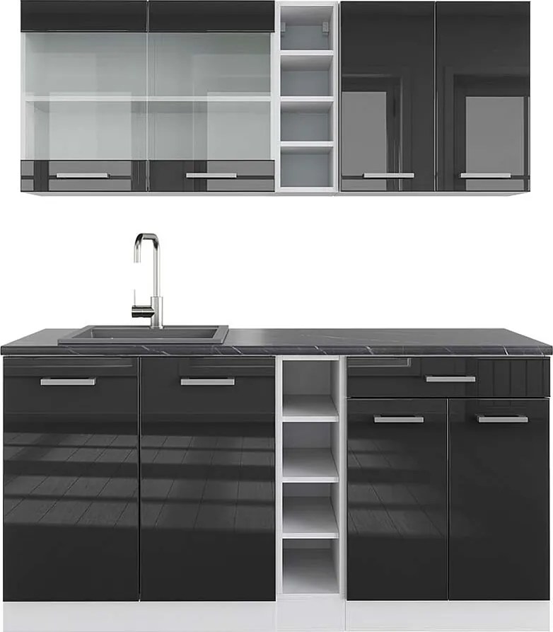 Pojedyncza kuchnia antracytowy wysoki połysk/biały 160x60x81.6 r-line