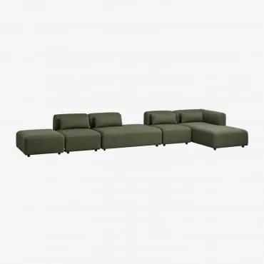 Sofa Modułowy Narożnik Prawy 4-częściowy Z Szezlongiem I Pufem Fogler Tkanina Baranek Boucle Żółty Curri - Sklum
