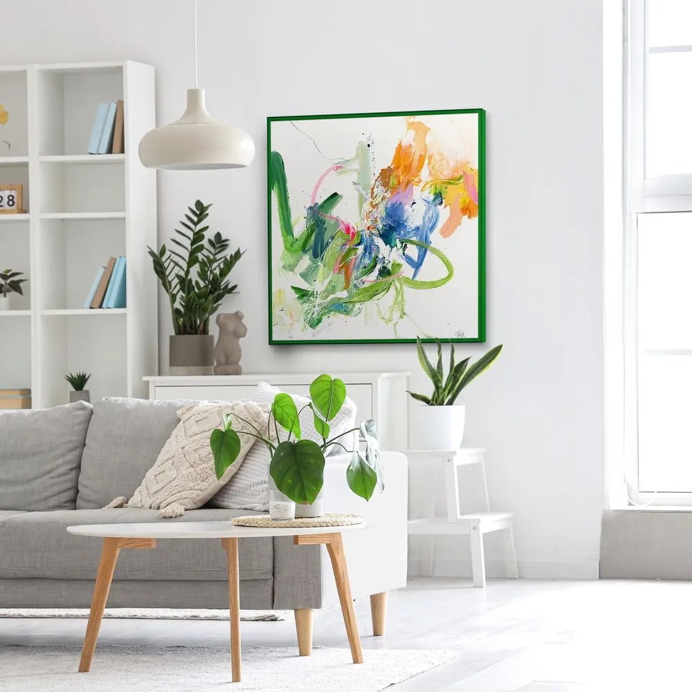 Obraz z ręcznie malowanymi elementami 102x102 cm Confidential Green – Malerifabrikken