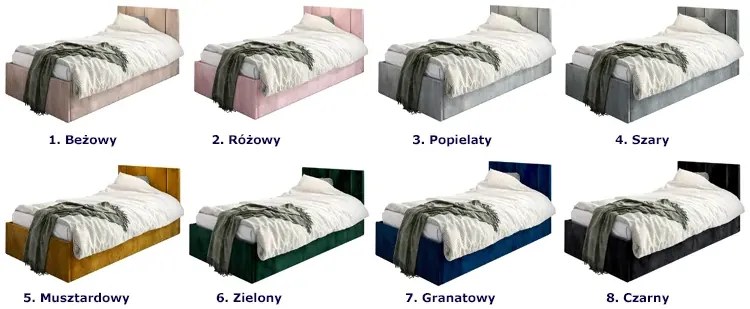 Beżowe welwetowe łóżko z pojemnikiem L7-P18