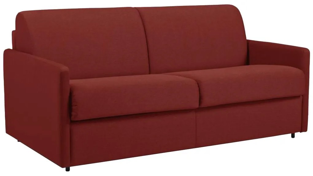Kanapa 3-osobowa rozkładana typu expres z tkaniny CALIFE - Czerwony - Miejsce do spania 140 cm - Materac 14 cm