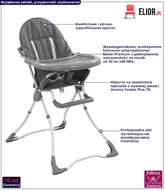 Szare składane krzesełko do karmienia P0-K00