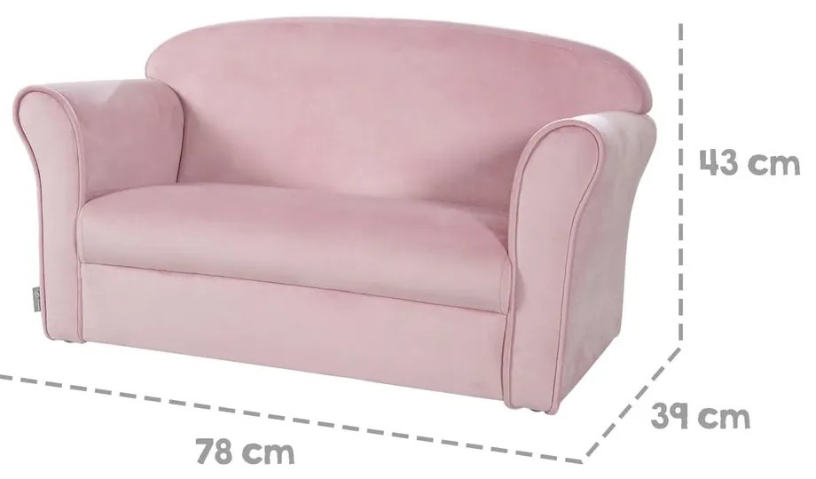 Jasnoróżowa aksamitna sofa dla dzieci 78 cm Lil Sofa – Roba