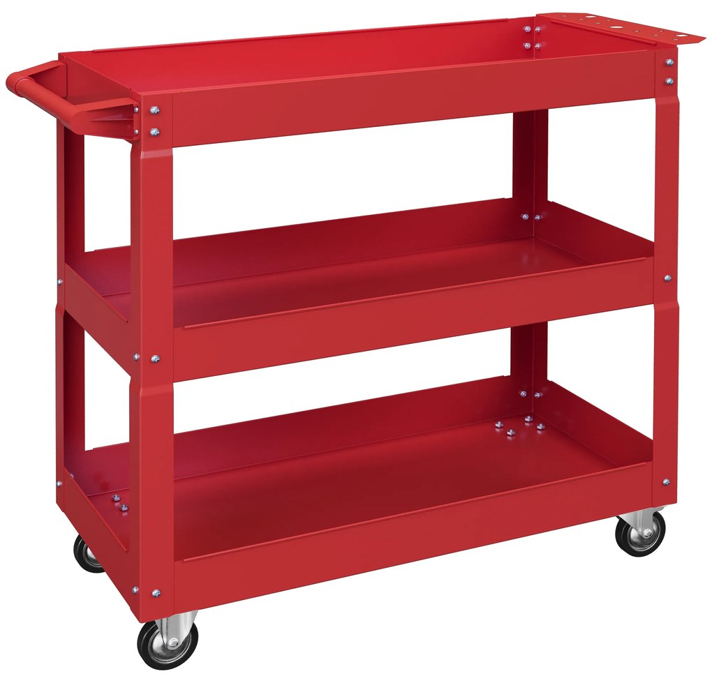 DURHAND 3-poziomowy wózek narzędziowy, 4 koła, stal, 83S x 35,3G x 76W cm, Czerwony
