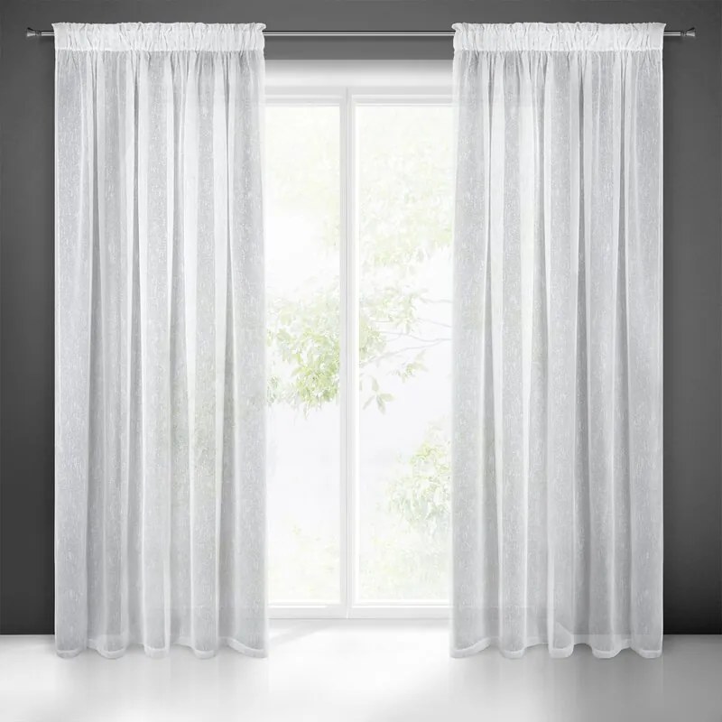 Firana gotowa z efektem deszczyku połyskująca nić biała 140x250 cm