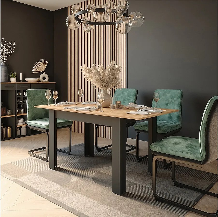 Stół jadalny antracyt/złoty dąb 160x80x76 repose