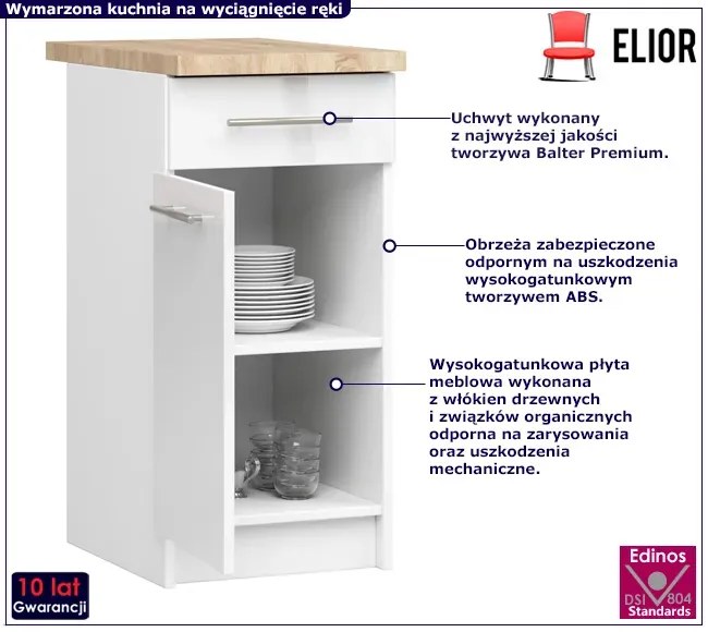 Szafka kuchenna w kolorze biały połysk - Cortez 3X