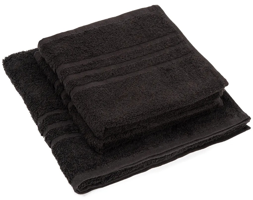 Zestaw ręczników „Classic” czarny, 2 szt. 50 x 100 cm, 1 szt. 70 x 140 cm, 2 szt. 50 x 100 cm, 1 szt. 70 x 140 cm