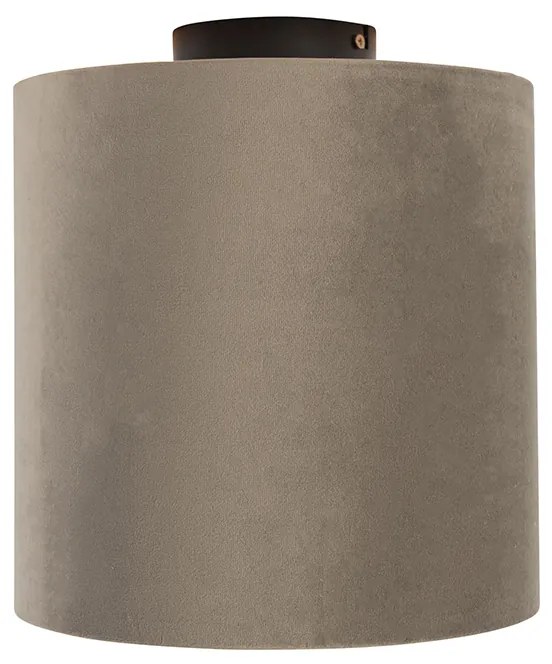 Lampa sufitowa z abażurem z weluru w kolorze taupe ze złotem 25 cm - Combi BlackWiejski/ Rustykalny / Vintage Oswietlenie wewnetrzne