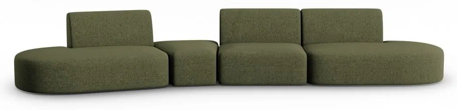 Zielona sofa z tkaniny szenilowej lewostronna 428 cm Paolo – Milo Casa