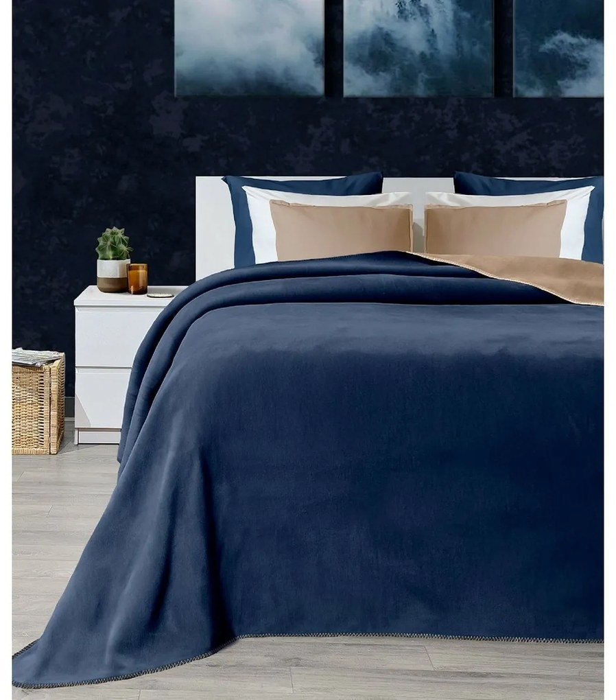 Koc Twin brązowy & niebieski, 200 x 220 cm, 200 x 220 cm