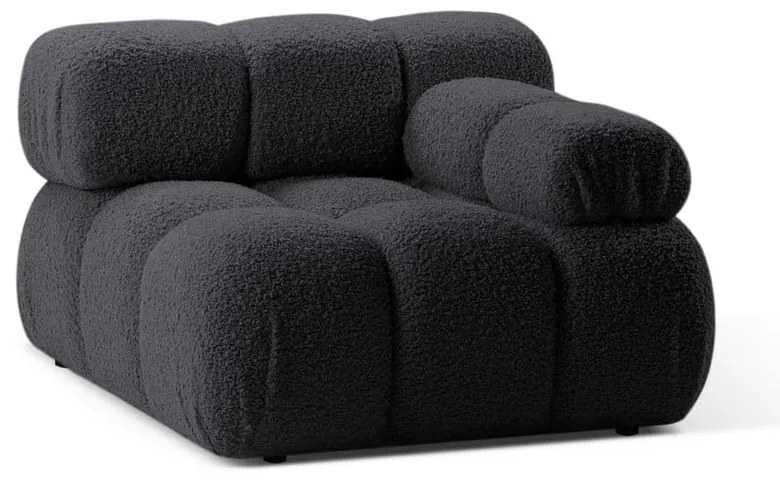 Antracytowy moduł sofy z materiału bouclé (prawostronny) Bellis – Micadoni Home
