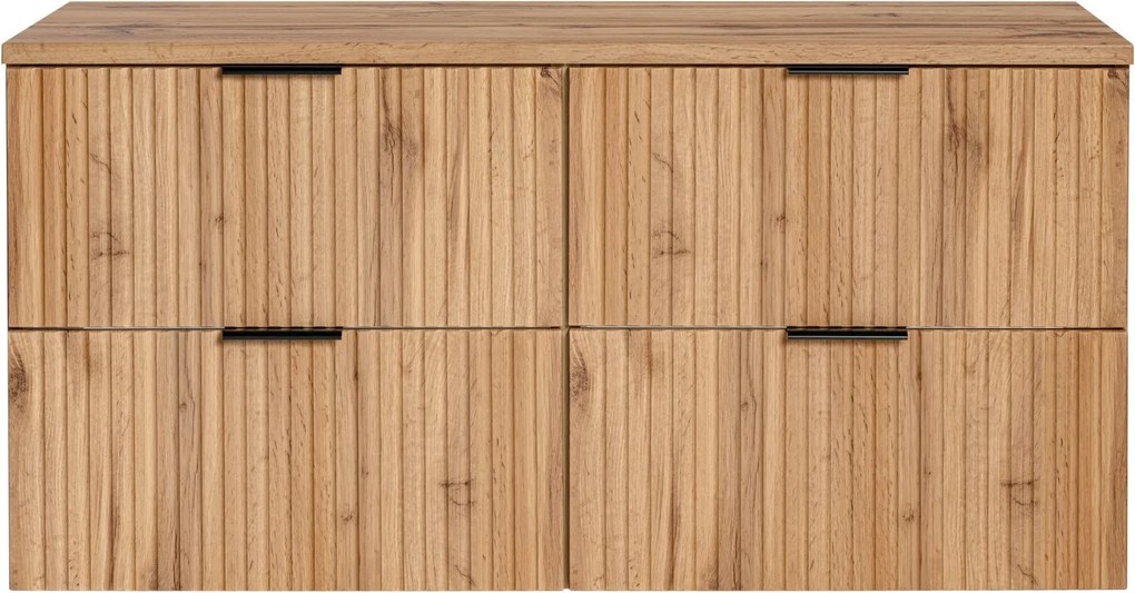 Szafka wisząca podwójna podumywalkowa w kolorze naturalnego drewna 120 x 46 cm ASTROS Light Oak z blatem