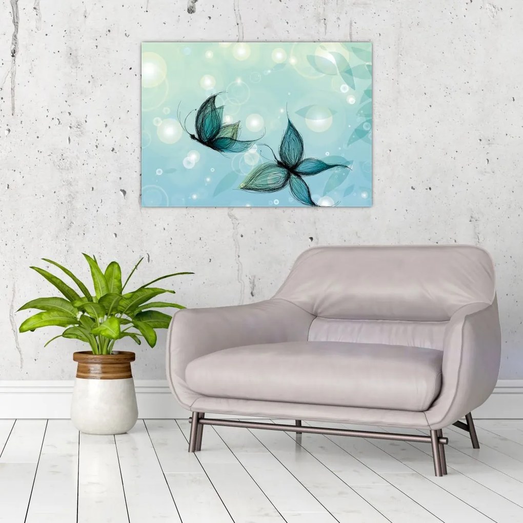 Obraz - Niebieskie motyle (70x50 cm)
