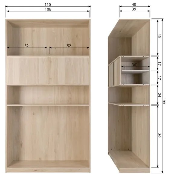 Regał modułowy w dekorze dębu 110x199 cm Modulair – vtwonen