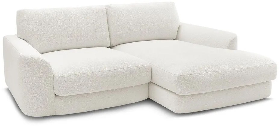 Biały narożnik z materiału bouclé (prawostronny/z szezlongiem) Leonore – Bobochic Paris