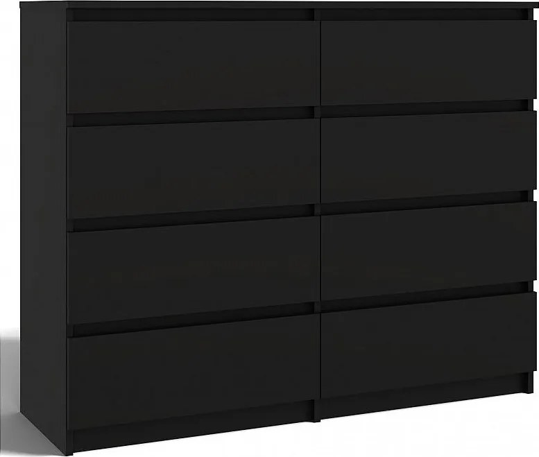 Komoda Malwa M8/140 |  Czarna | 138x40x97 cm |  8 Szuflad