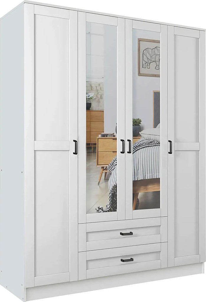Skandynawska białą szafa czterodrzwiowa N7-A08