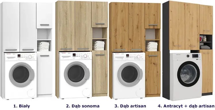 Komplet 2 szafek łazienkowych antracyt + dąb artisan - Maldu 2X
