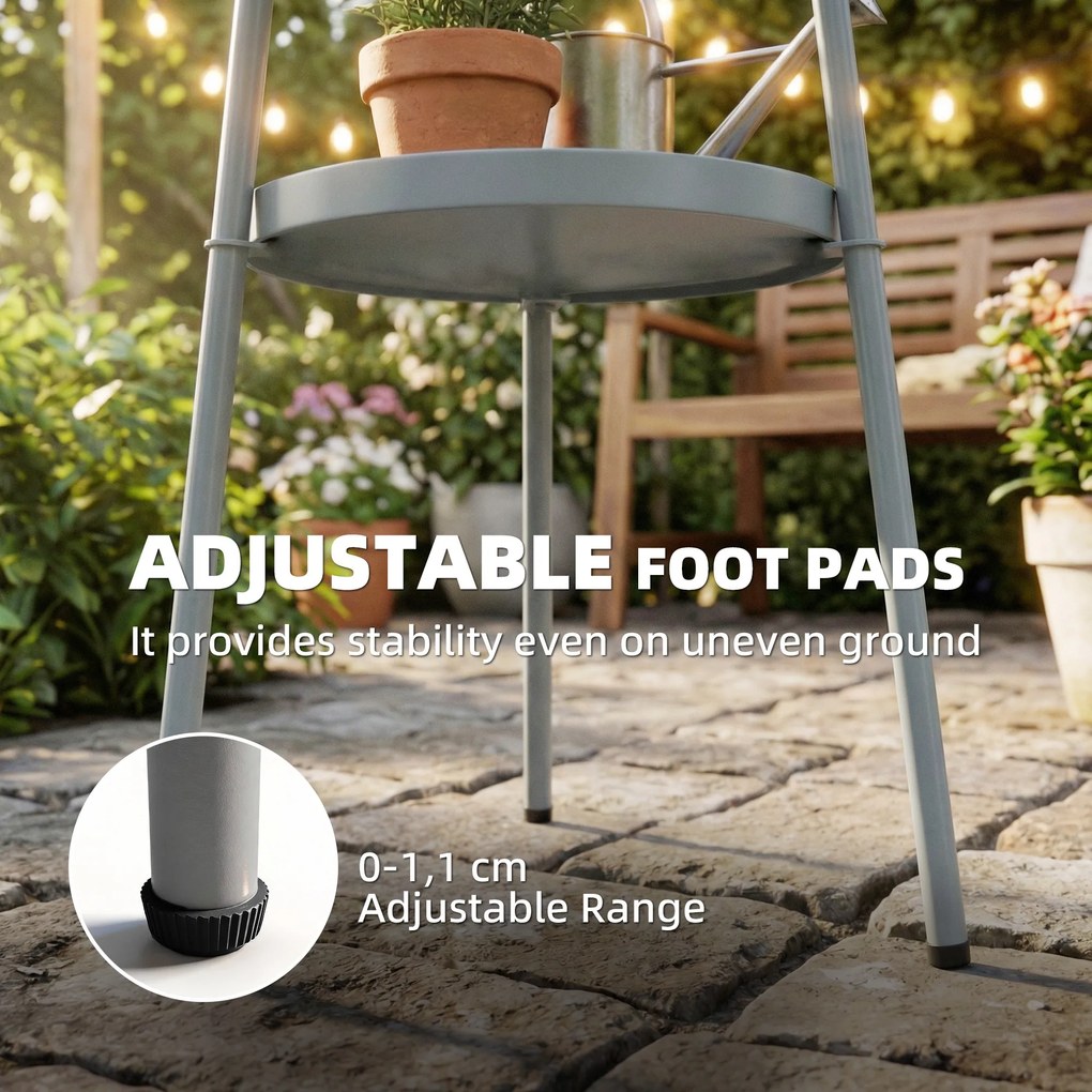 Outsunny Stolik Ø36 cm, stolik balkonowy z metalu, stolik pomocniczy na taras, okrągły stolik ogrodowy na balkon, taras, ogród, ciemnoszary | Aosom PL