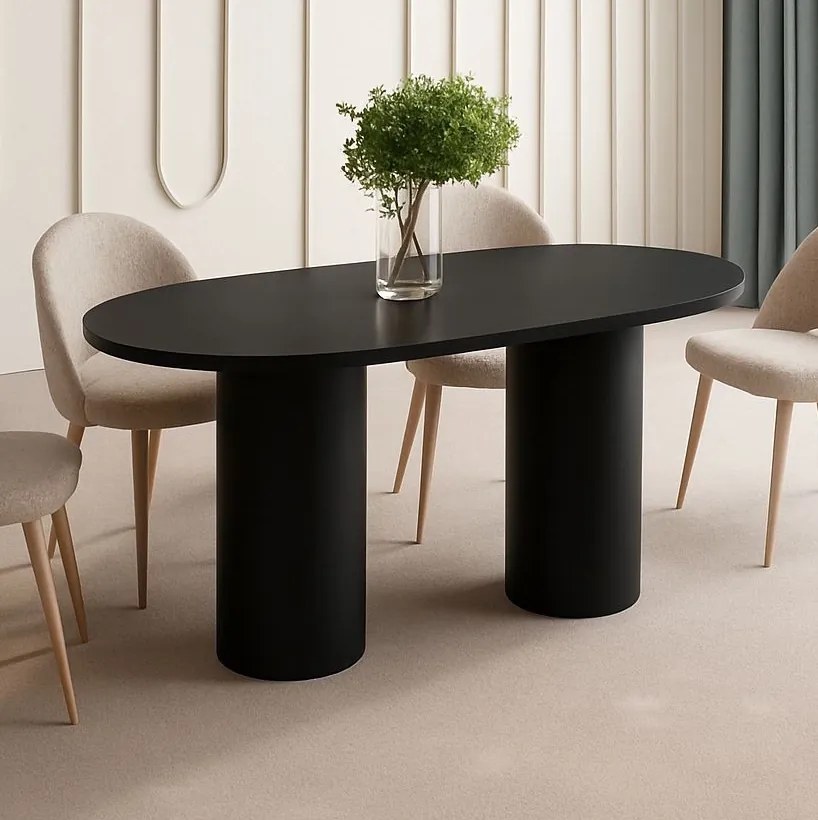 Owalny stół Roseto czarny mat Hubertus