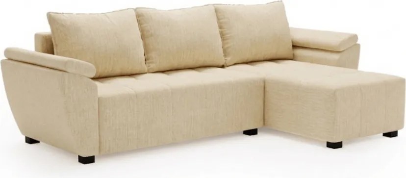 Rozkładana narożna sofa LIVARO 305x140 cm, kremowa, uniwersalna