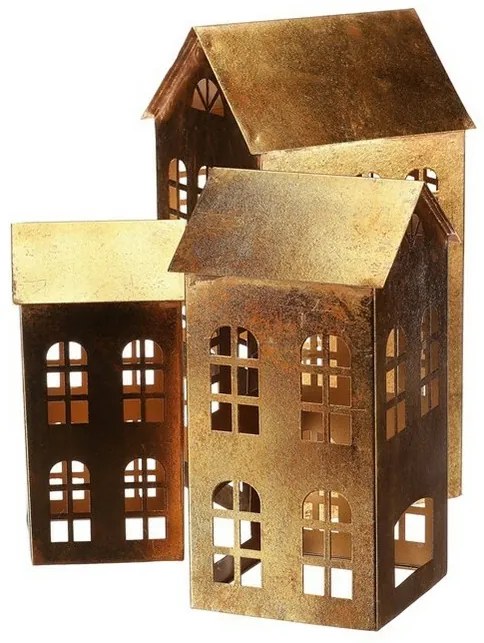 Zestaw metalowych świeczników Domek piętrowy, 3 szt.