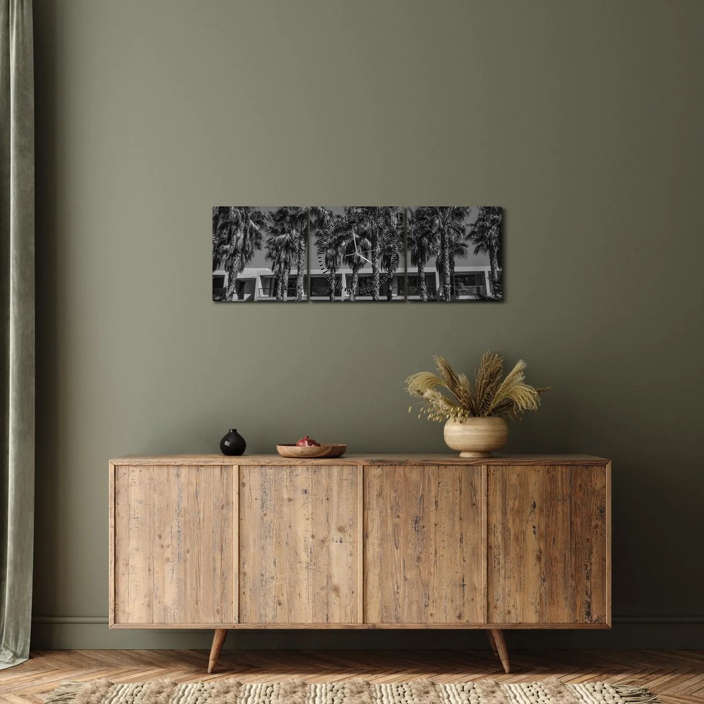 Obraz - Retro czerwony samochód (z zegarem) (90x30 cm)