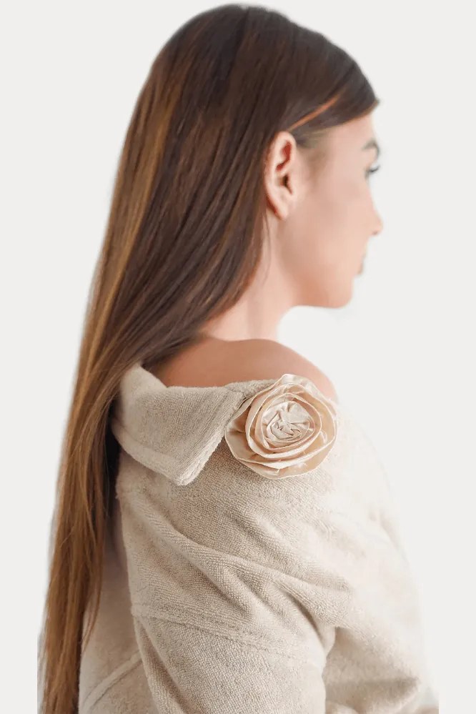 Damski bambusowy szlafrok ROSE L Beżowy