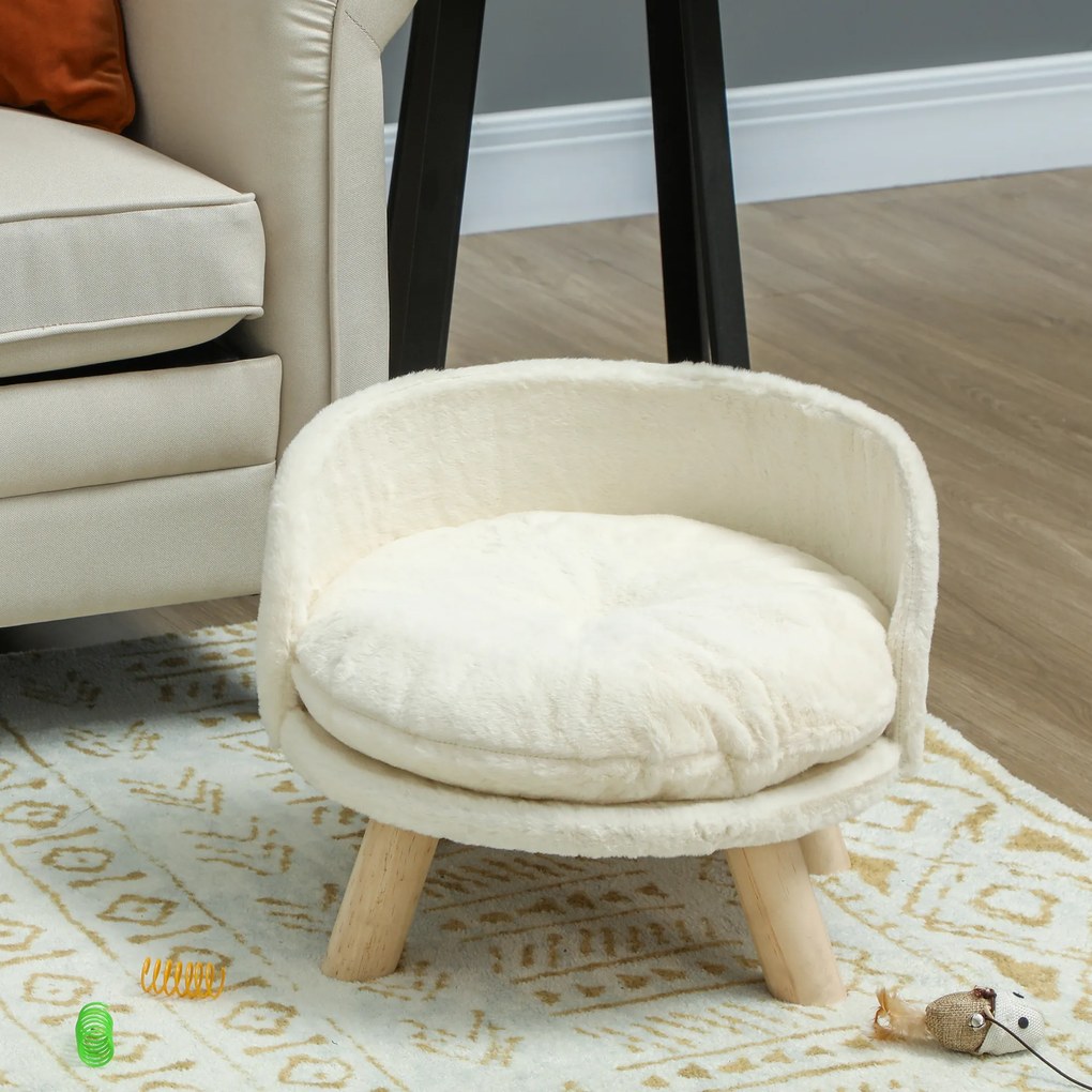 PawHut Legowisko dla Psów i Kotów, Miękka i Pralna Poduszka, Ochronny Brzeg, 40,5 x 40,5 x 33 cm