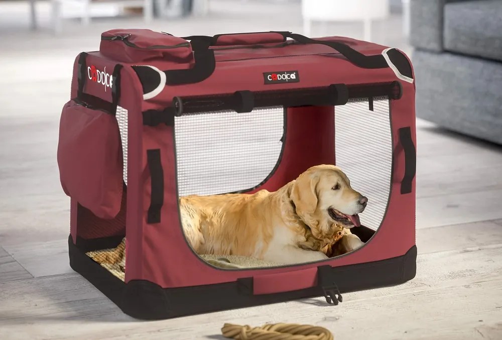 Torba transportowa dla psów i kotów ELI, 60x42x42cm, ciemnoczerwona Cadoca