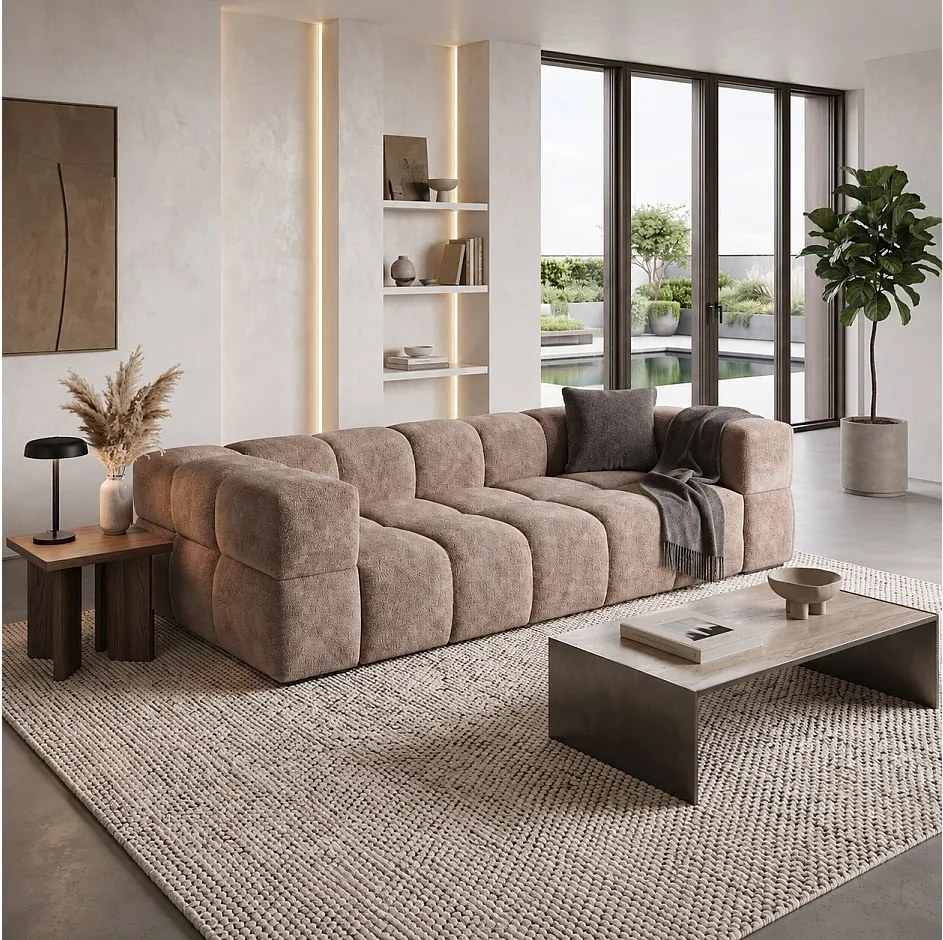 RUBI – sofa 3-osobowa z funkcją spania 150x202 cm, tkanina Anthology 4 beżowa