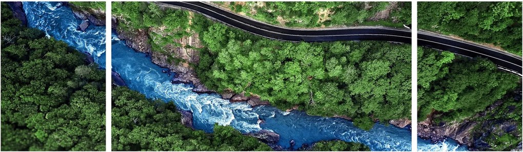 Obraz - Rzeka między górami, Kaukaz, Rosja (170x50 cm)