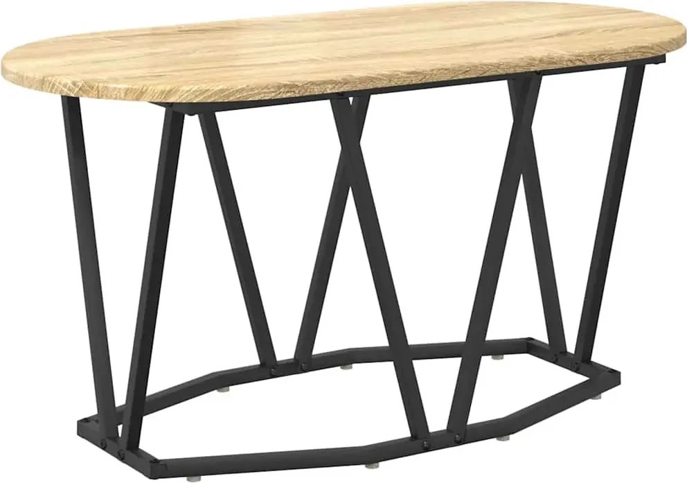 Owalny stolik kawowy w stylu loft dąb sonoma G0-E52