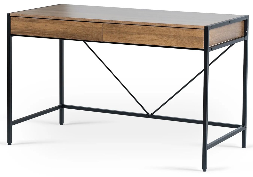 Biurko do Gabinetu z Szufladami ALLY 123 cm Orzech/Czarny Nowoczesne Loft