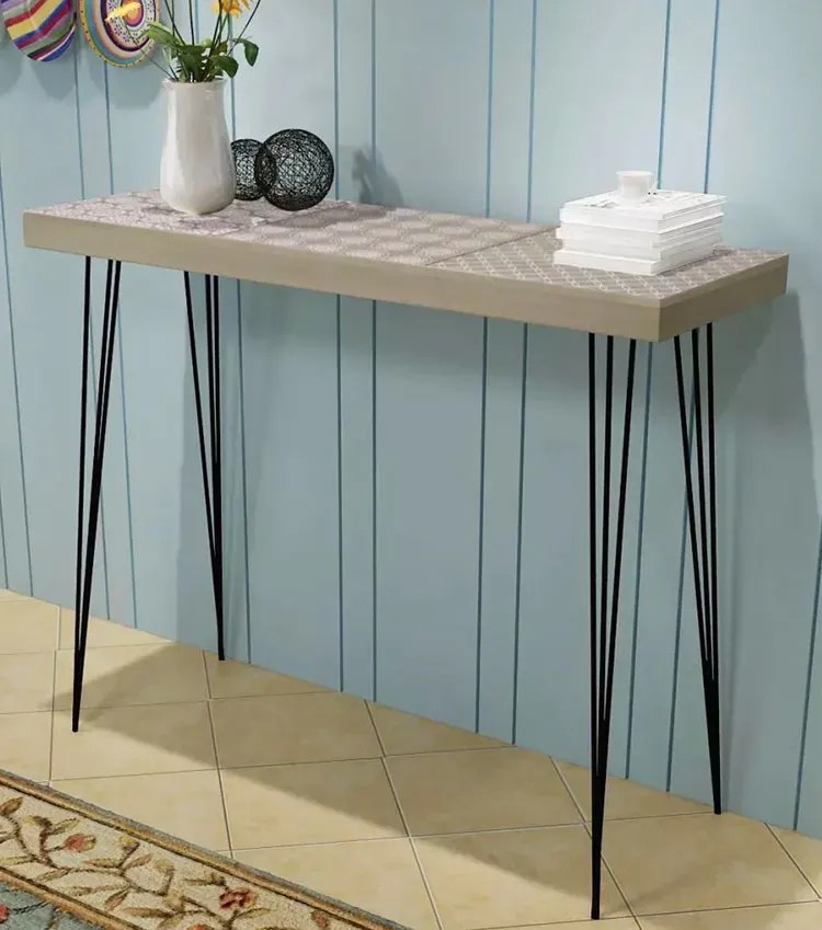 Szara konsola ze stalowymi nogami - Lexti